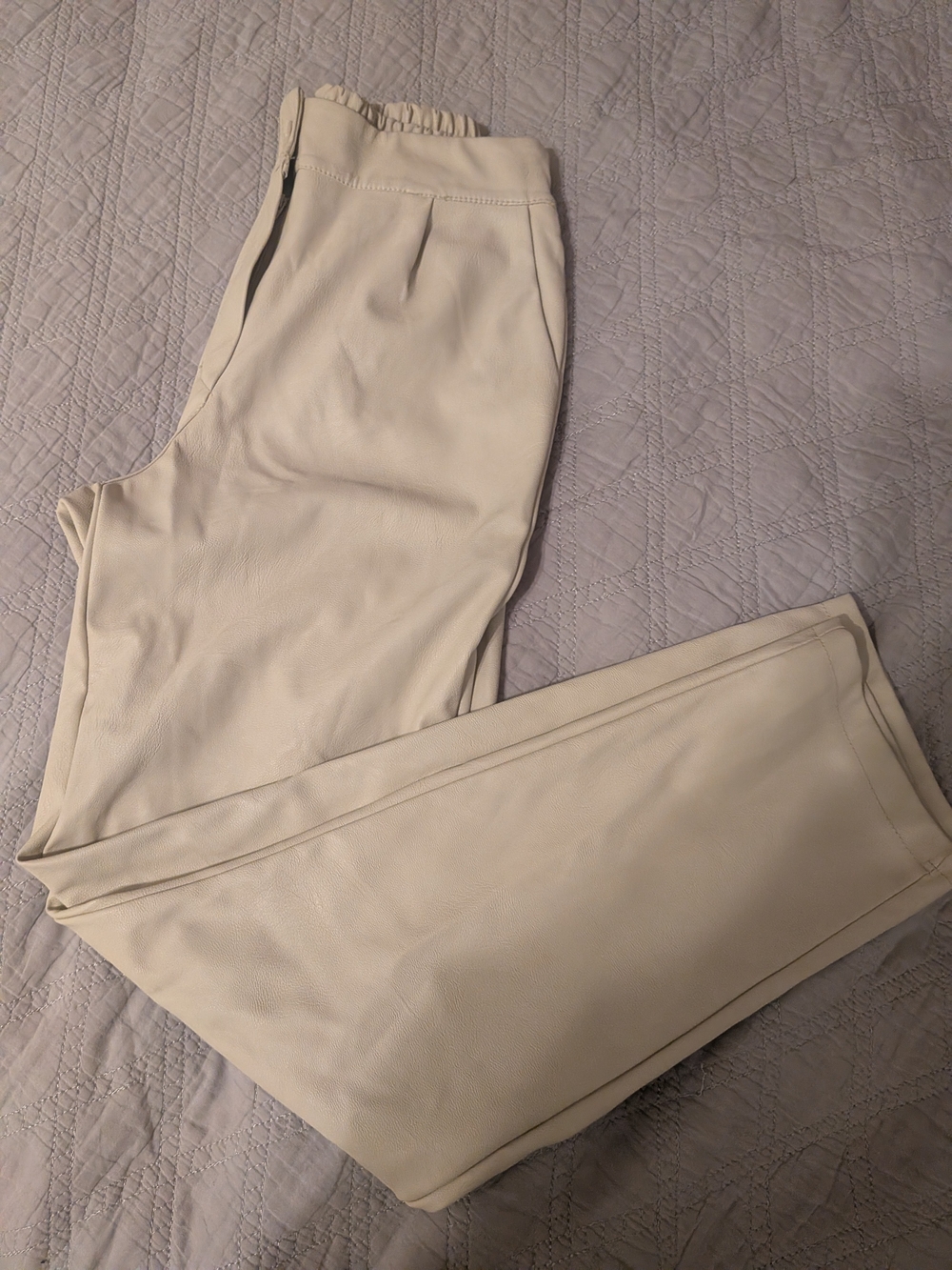 Venti6 Cream Faux Leather High Waist Pants Size Small